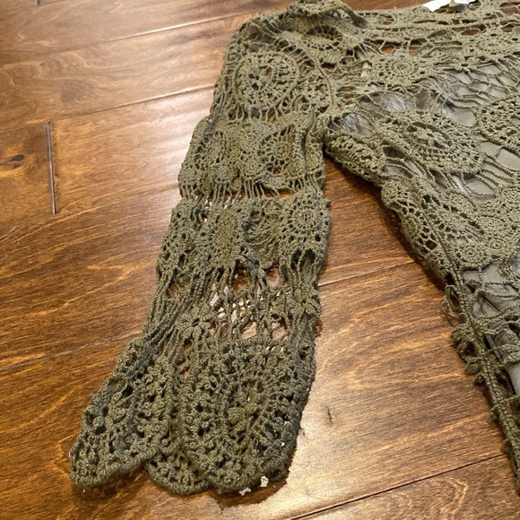 Y2K Vintage Sage Green Crochet Top - Picture 4 of 6